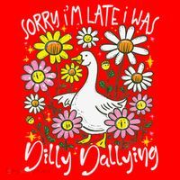 Sorry Im Late I Was Dilly Dallying Floral Goose Lover Funny Santa Hat thumb 1