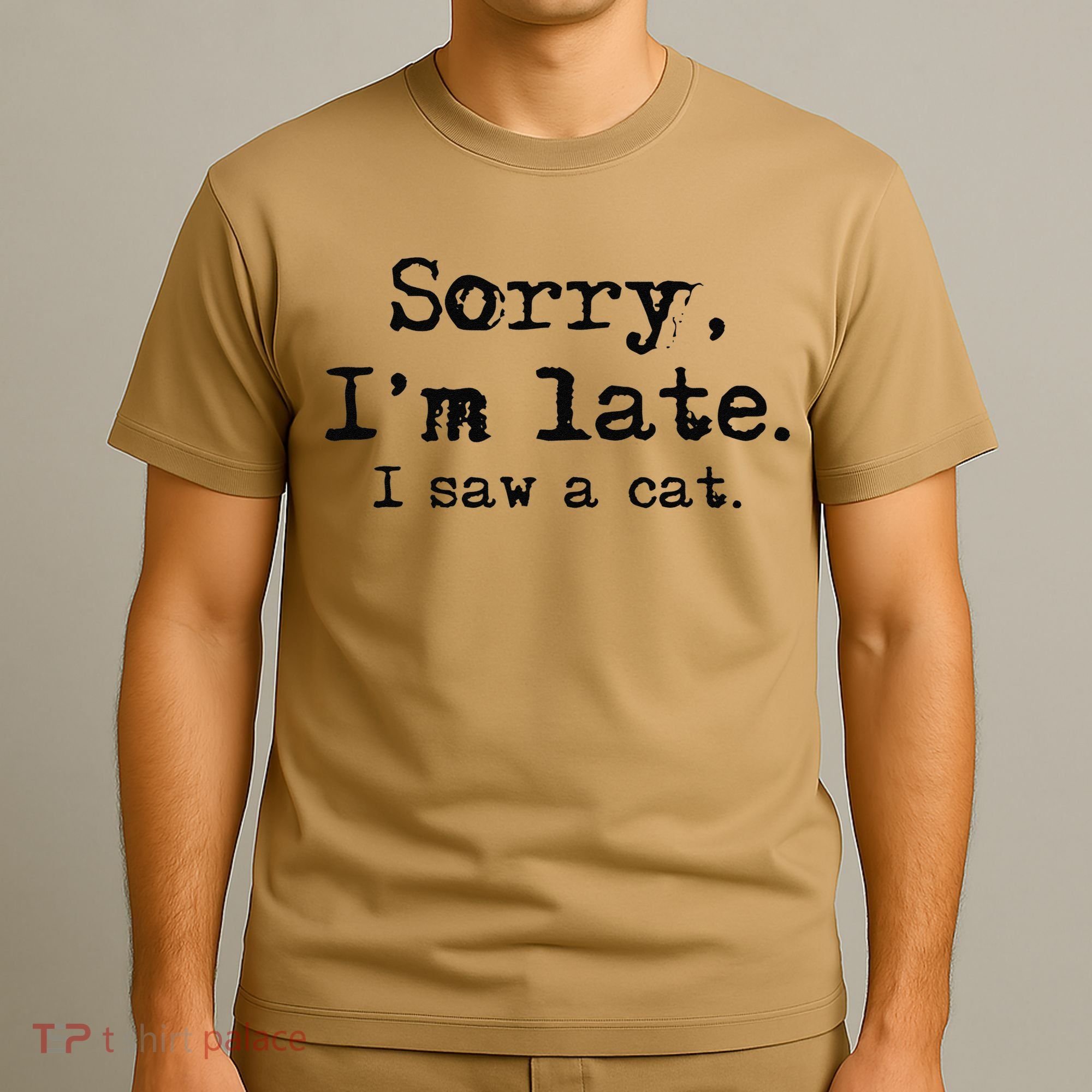 Sorry Im Late I Saw A Cat Funny Saying T-Shirt