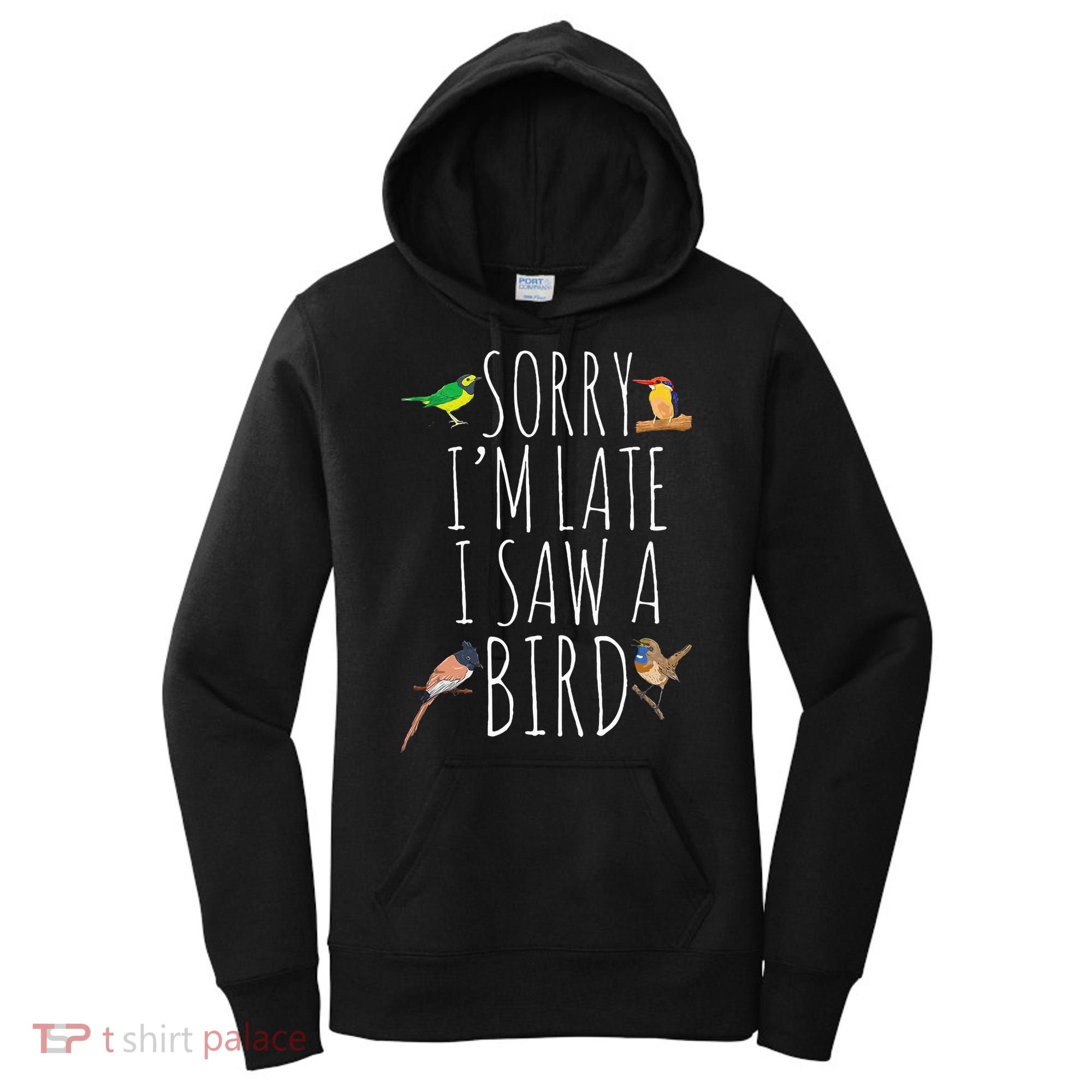 Sorry IM Late I Saw A Bird Cute Bird Lover Birding Women's Hoodie