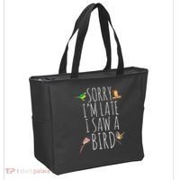 Sorry IM Late I Saw A Bird Cute Bird Lover Birding Tote Bag thumb 2