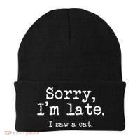 Sorry I'm Late I Saw A Cat Funny Cat Lover Beanie thumb 0