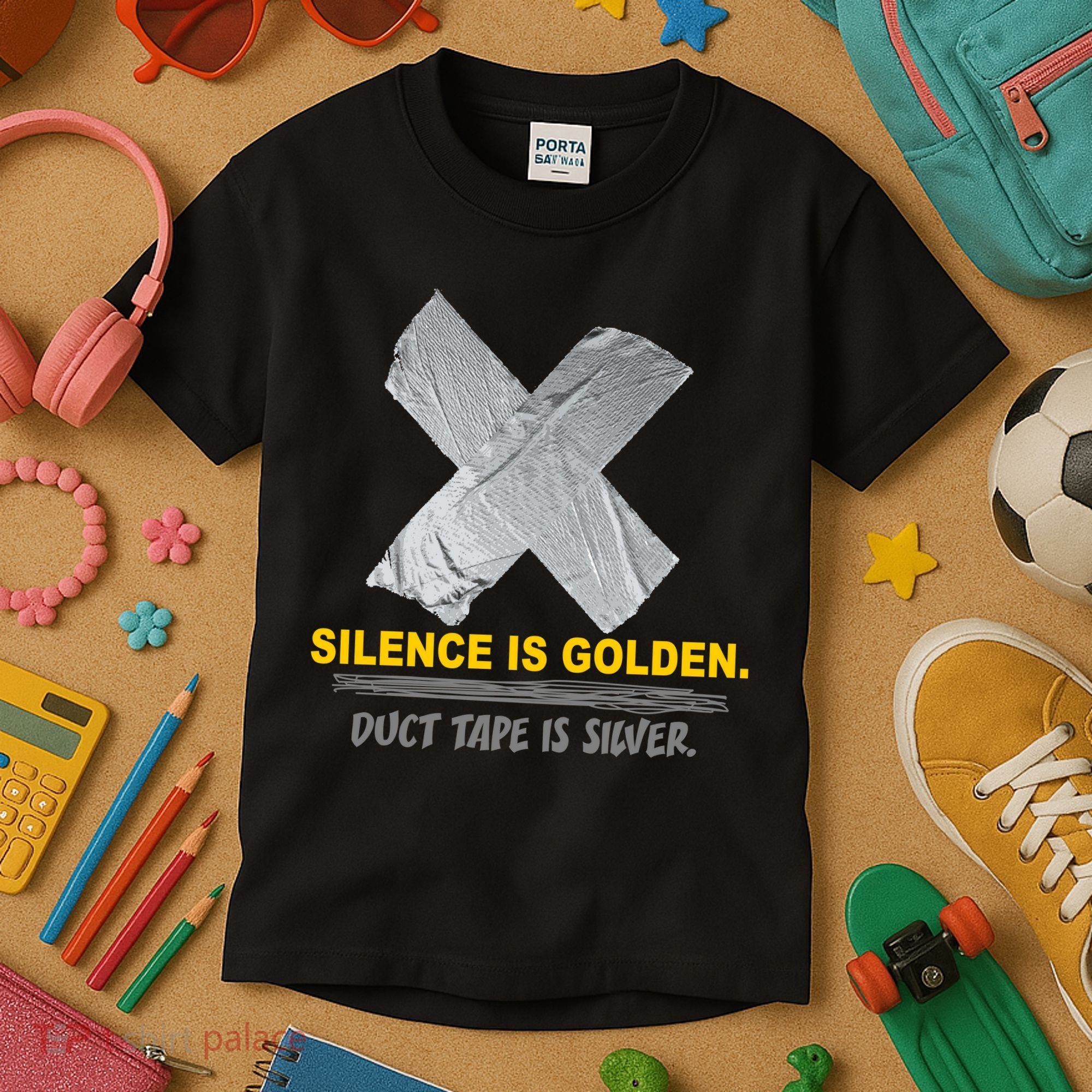 Silence Is Golden Duct Tape Is Silver Kids T-Shirt