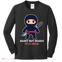 Silent But Deadly I'm A Ninja Kids Long Sleeve Shirt thumb 0
