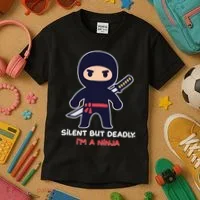 Silent But Deadly I'm A Ninja Kids T-Shirt thumb 3