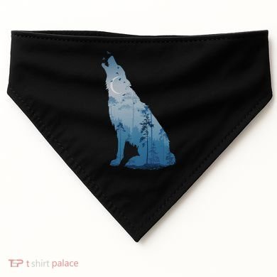 Silhouette Of The Howling Wolf USA-Made Doggie Bandana