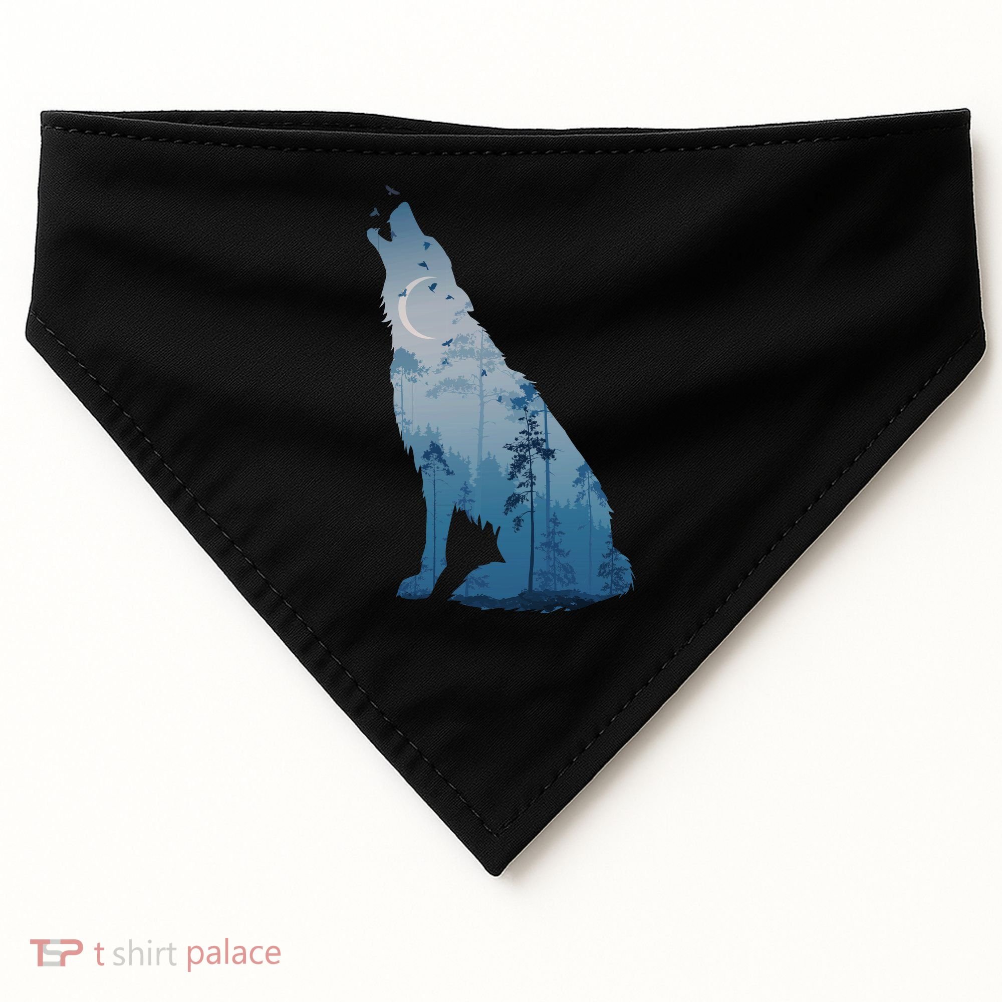 Silhouette Of The Howling Wolf USA-Made Doggie Bandana