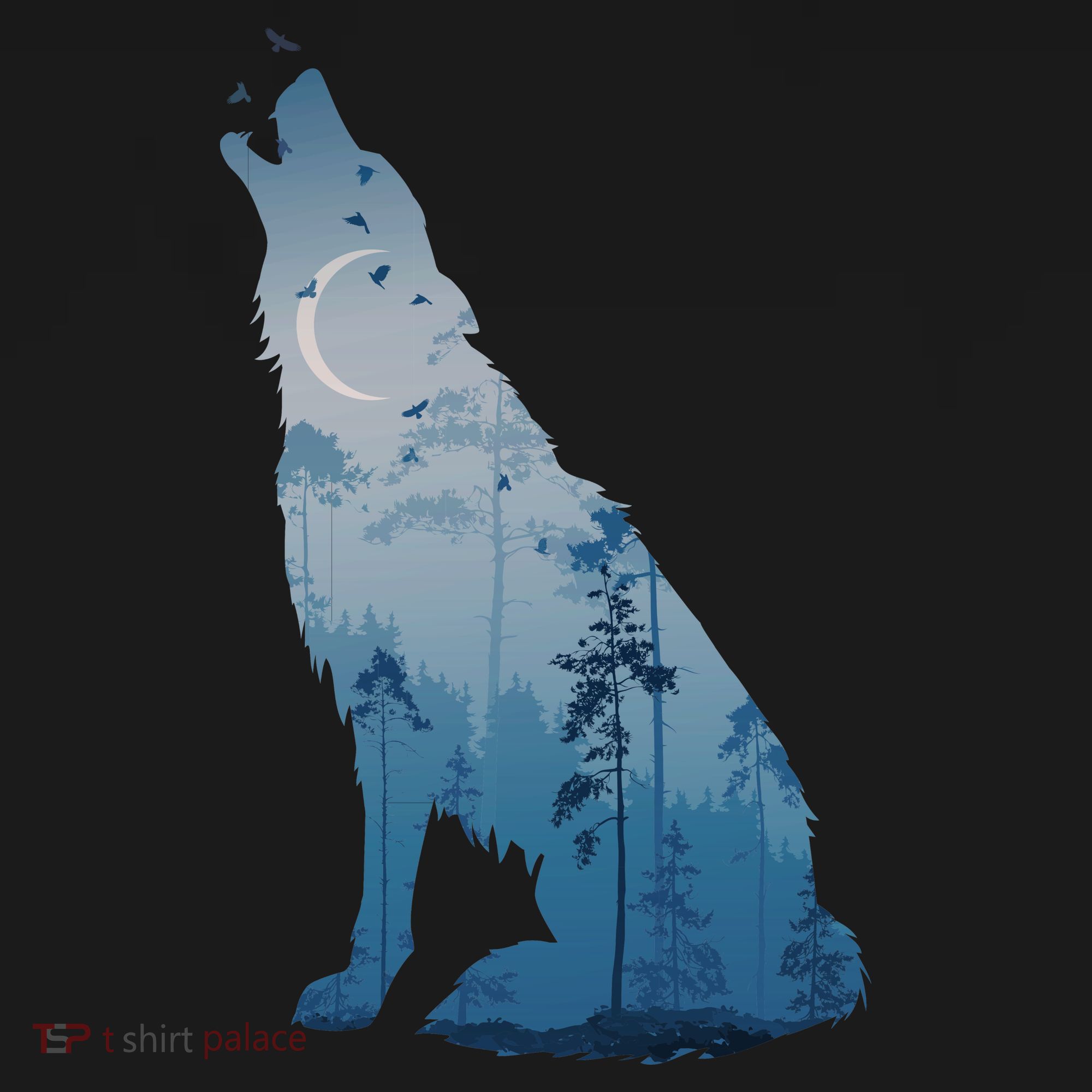 Silhouette Of The Howling Wolf USA-Made Doggie Bandana