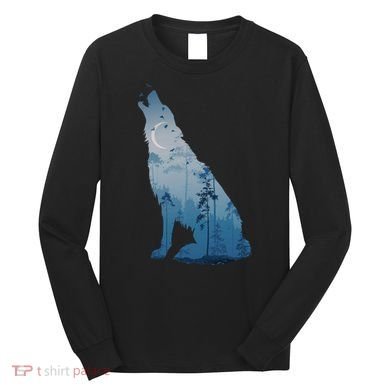 Silhouette Of The Howling Wolf Long Sleeve Shirt