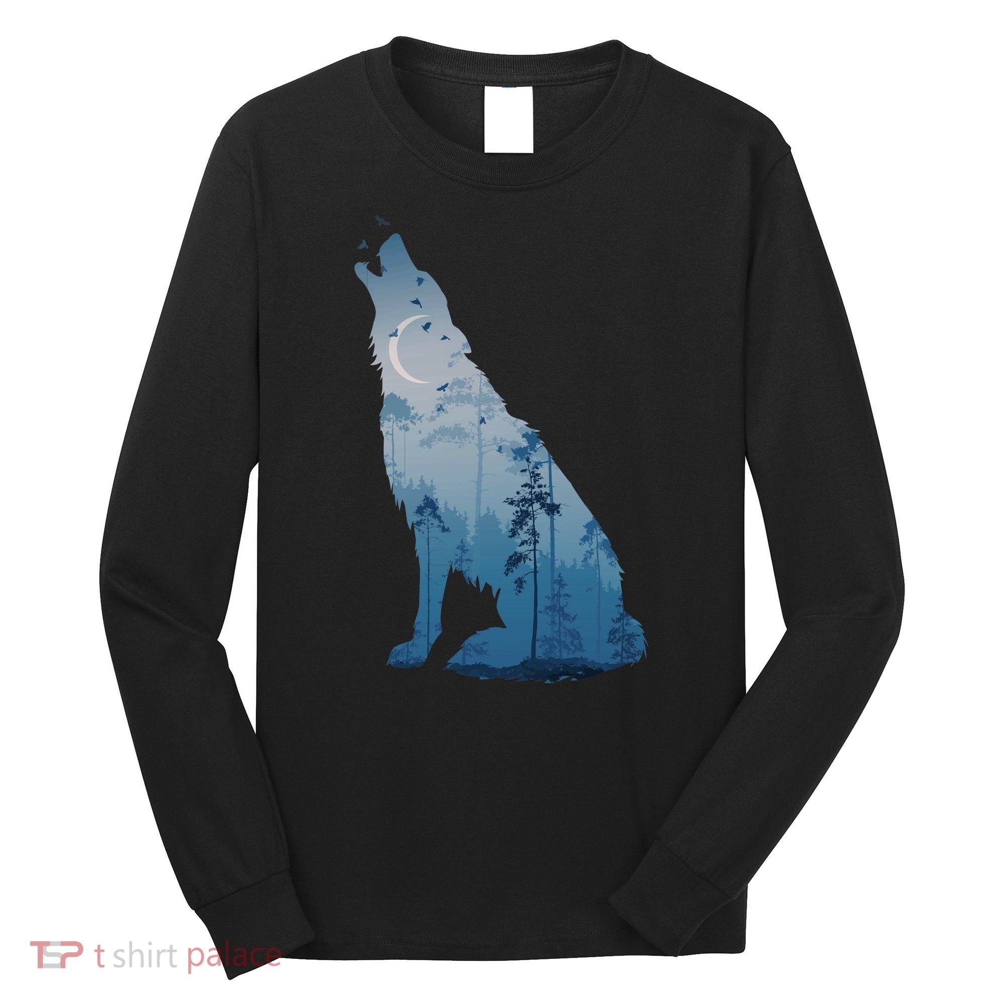 Silhouette Of The Howling Wolf Long Sleeve Shirt