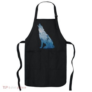 Silhouette Of The Howling Wolf Apron