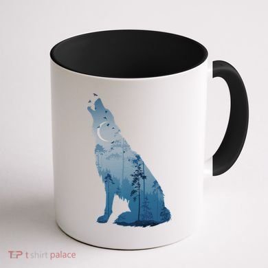 Silhouette Of The Howling Wolf Coffee Mug back