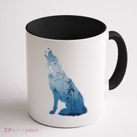 Silhouette Of The Howling Wolf Coffee Mug thumb 1