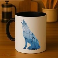 Silhouette Of The Howling Wolf Coffee Mug thumb 4