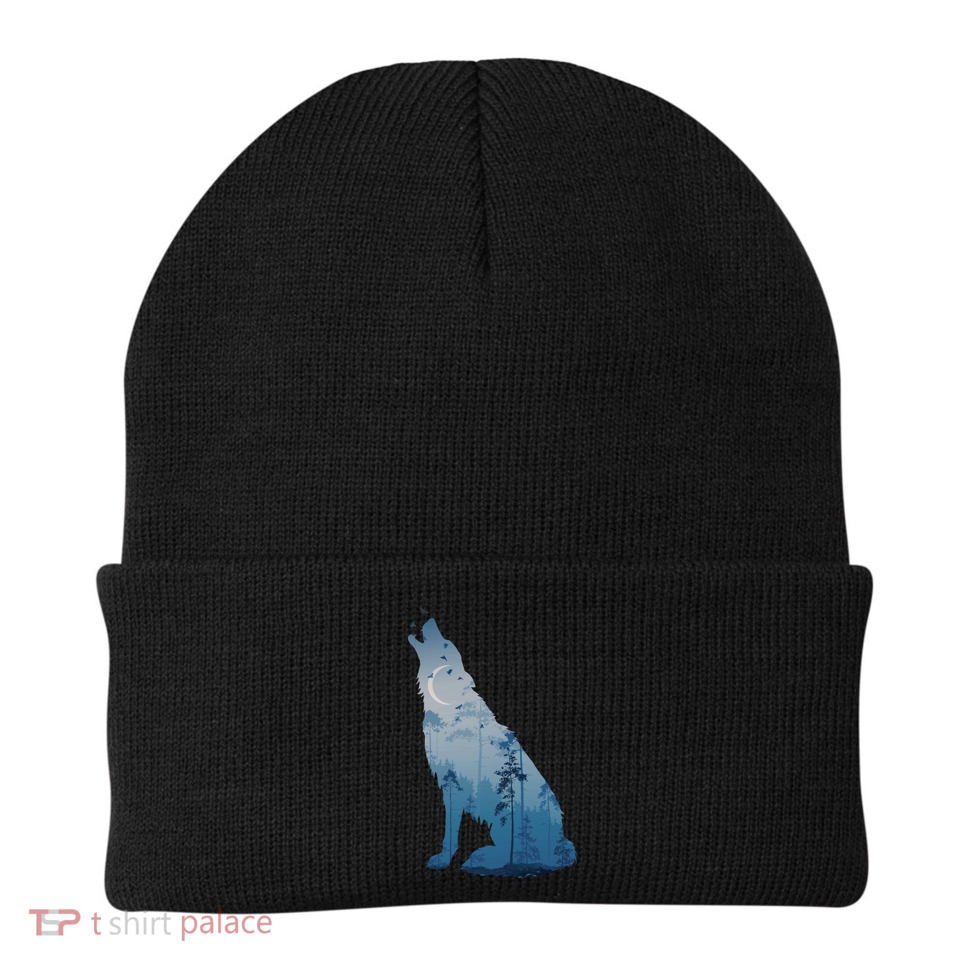 Silhouette Of The Howling Wolf Beanie