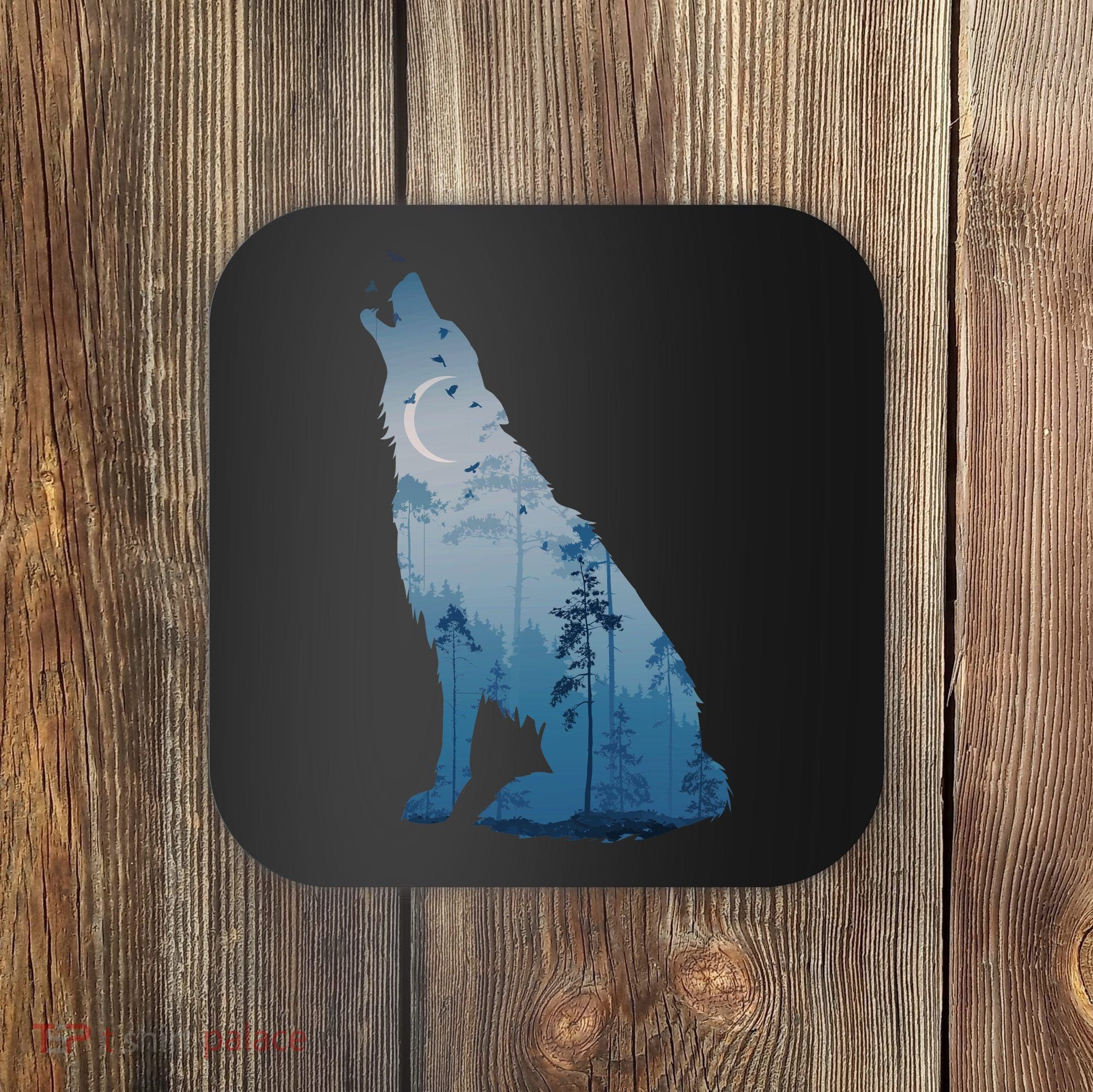 Silhouette Of The Howling Wolf Coaster