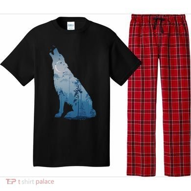 Silhouette Of The Howling Wolf Pajama Set