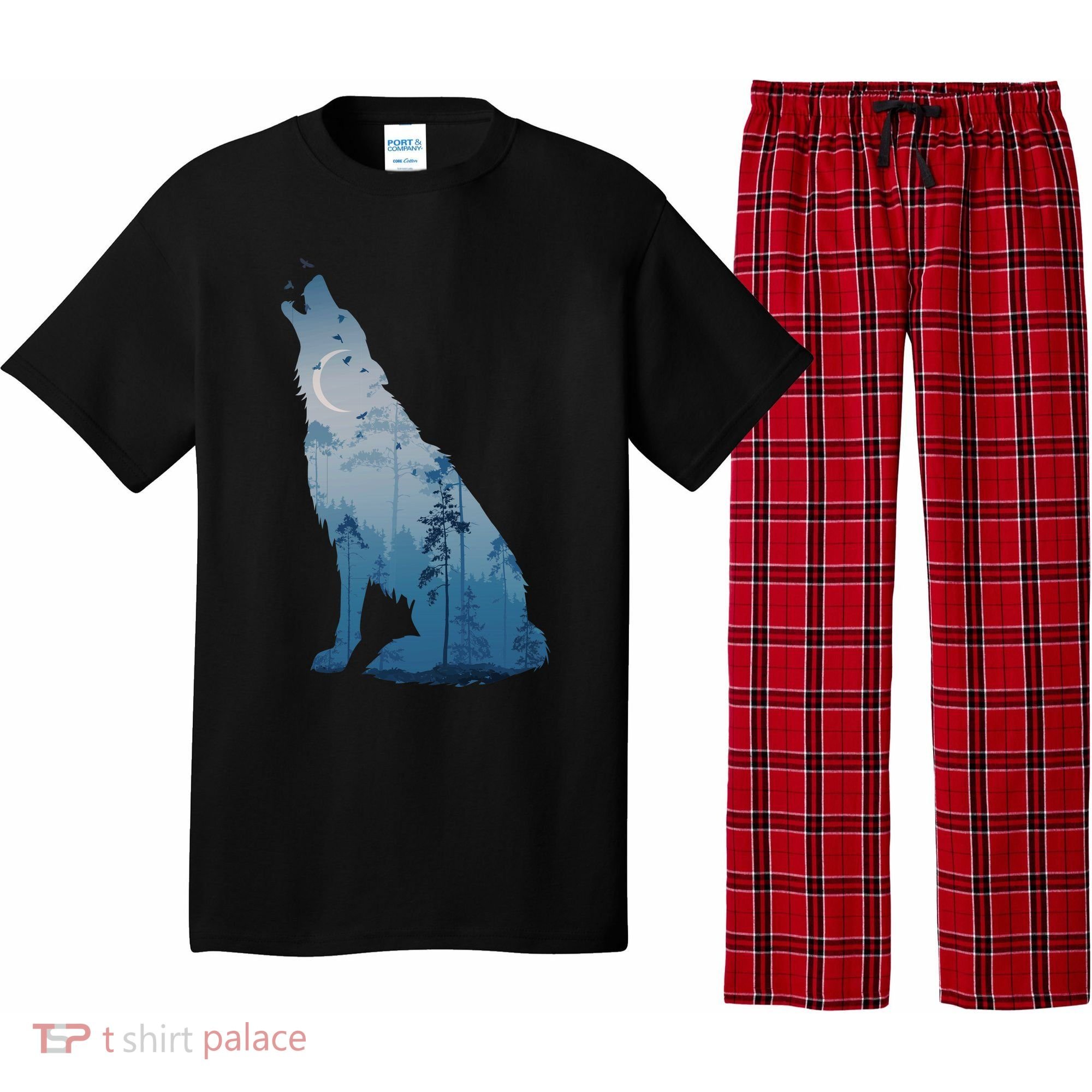 Silhouette Of The Howling Wolf Pajama Set