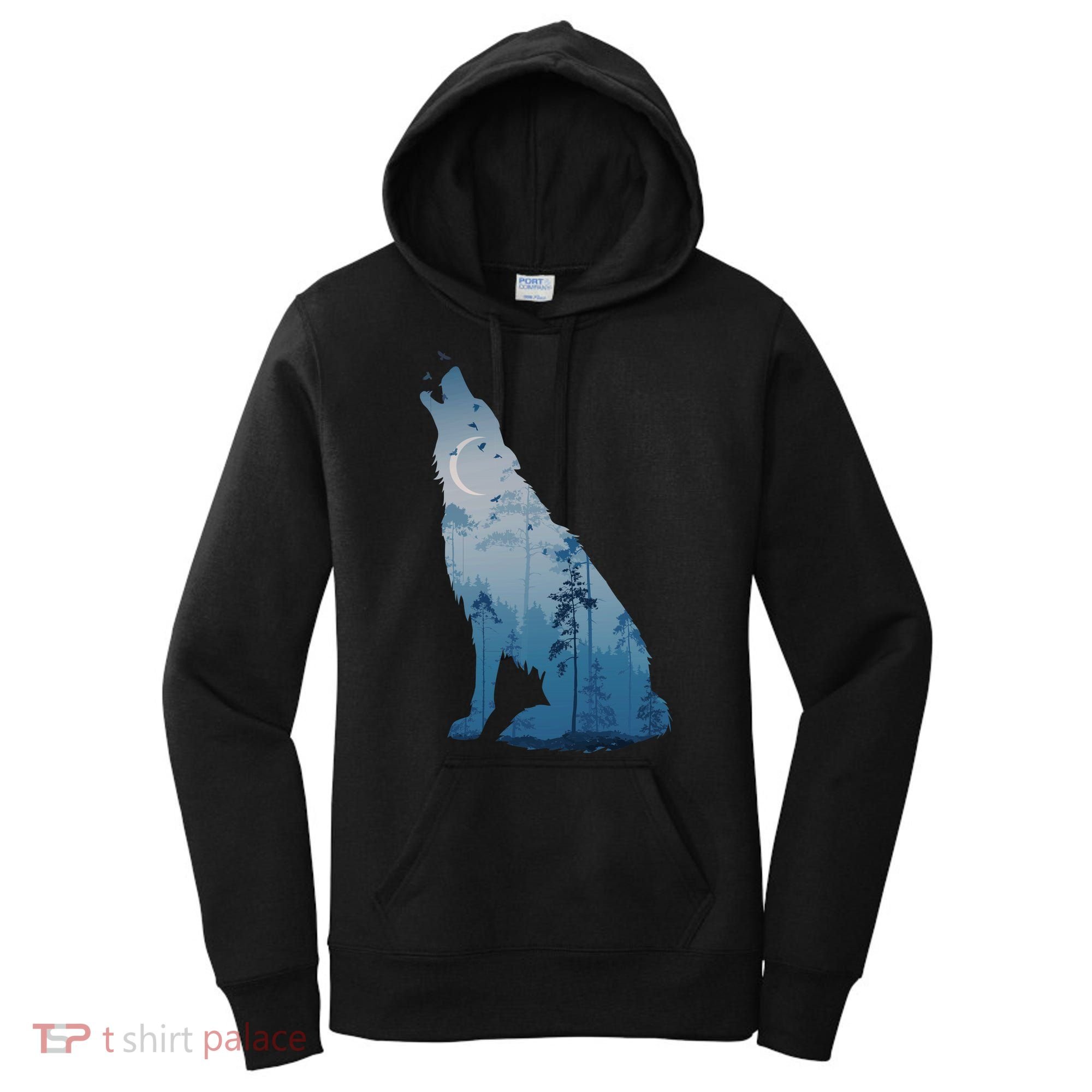 Silhouette Of The Howling Wolf Women's Hoodie