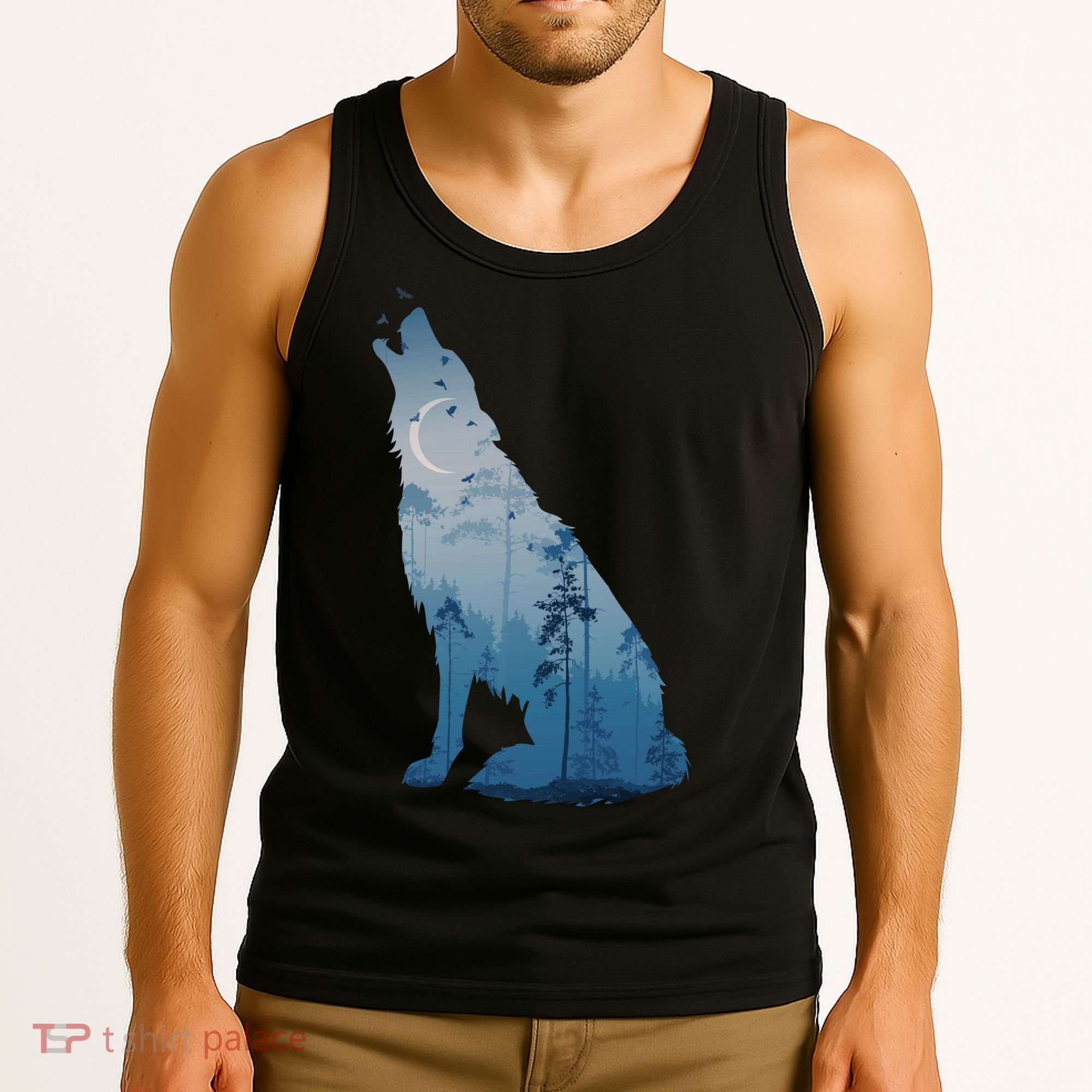 Silhouette Of The Howling Wolf Tank Top