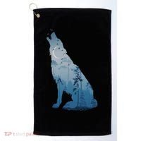 Silhouette Of The Howling Wolf Golf Towel thumb 0