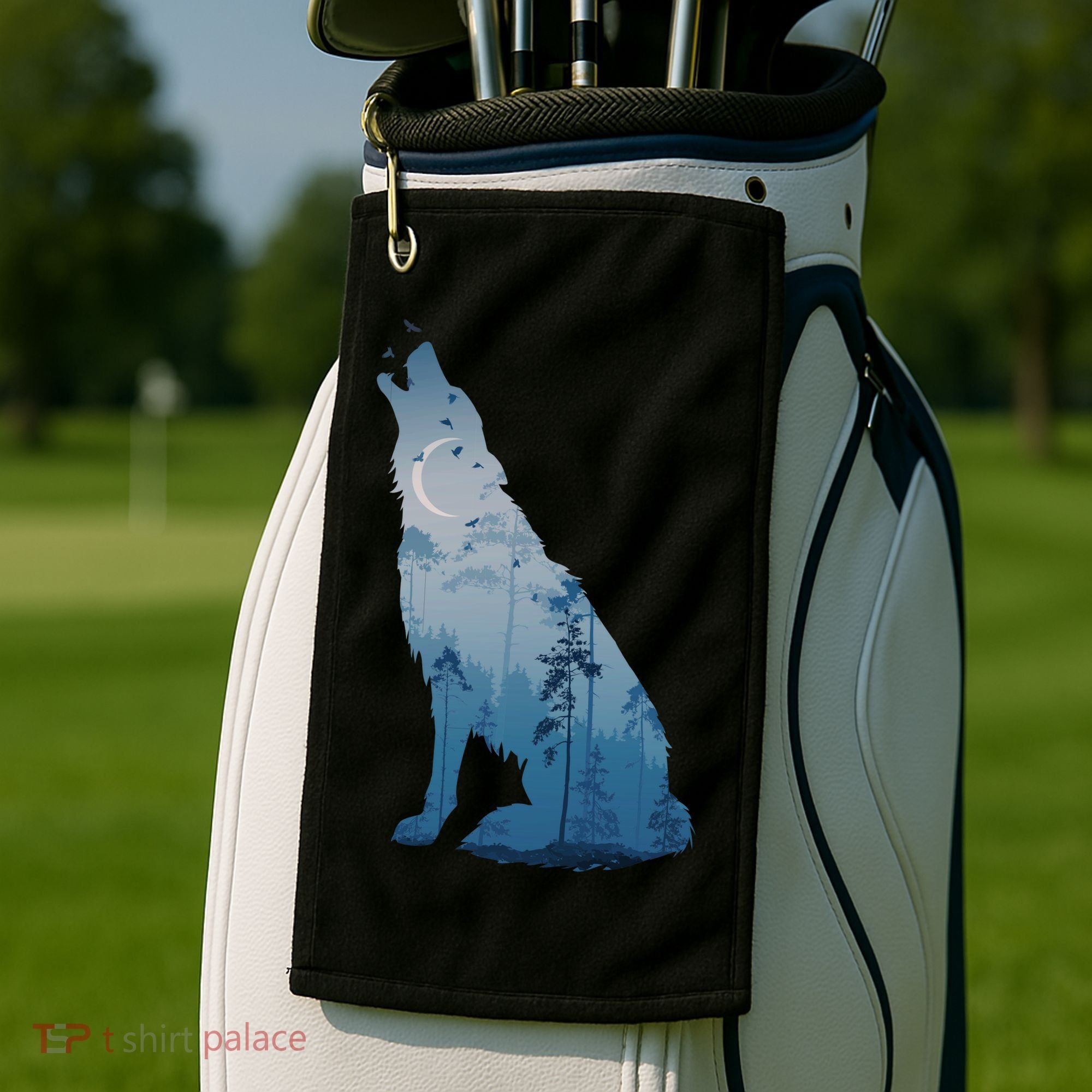 Silhouette Of The Howling Wolf Golf Towel
