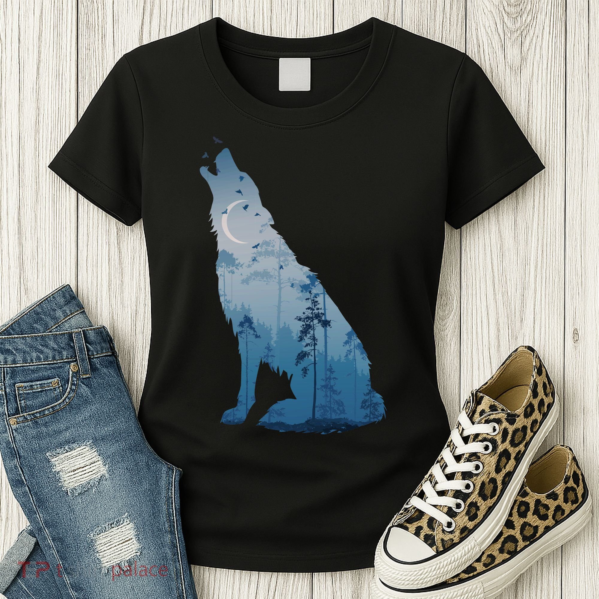 Silhouette Of The Howling Wolf Women's T-Shirt