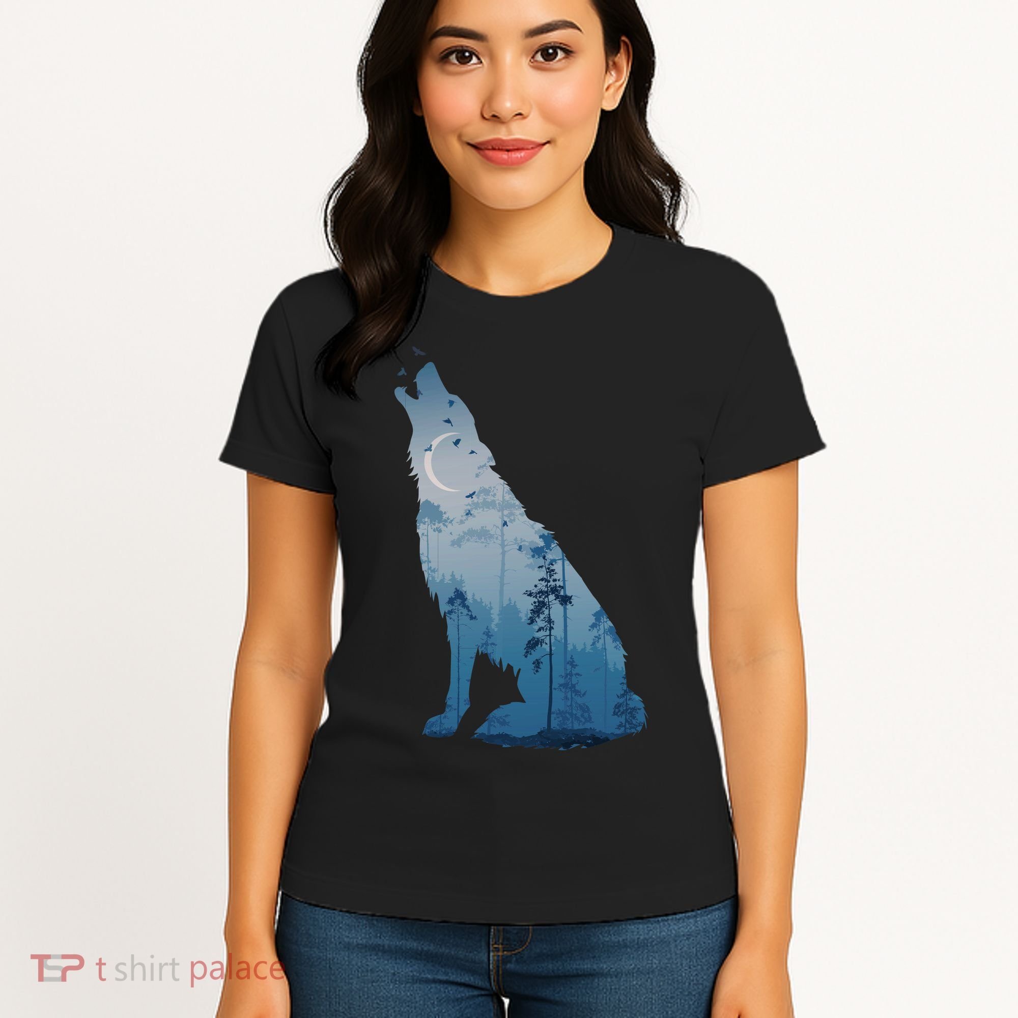 Silhouette Of The Howling Wolf Women's T-Shirt