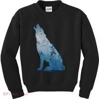 Silhouette Of The Howling Wolf Kids Sweatshirt thumb 0