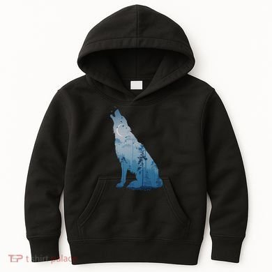 Silhouette Of The Howling Wolf Kids Hoodie