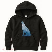 Silhouette Of The Howling Wolf Kids Hoodie thumb 0