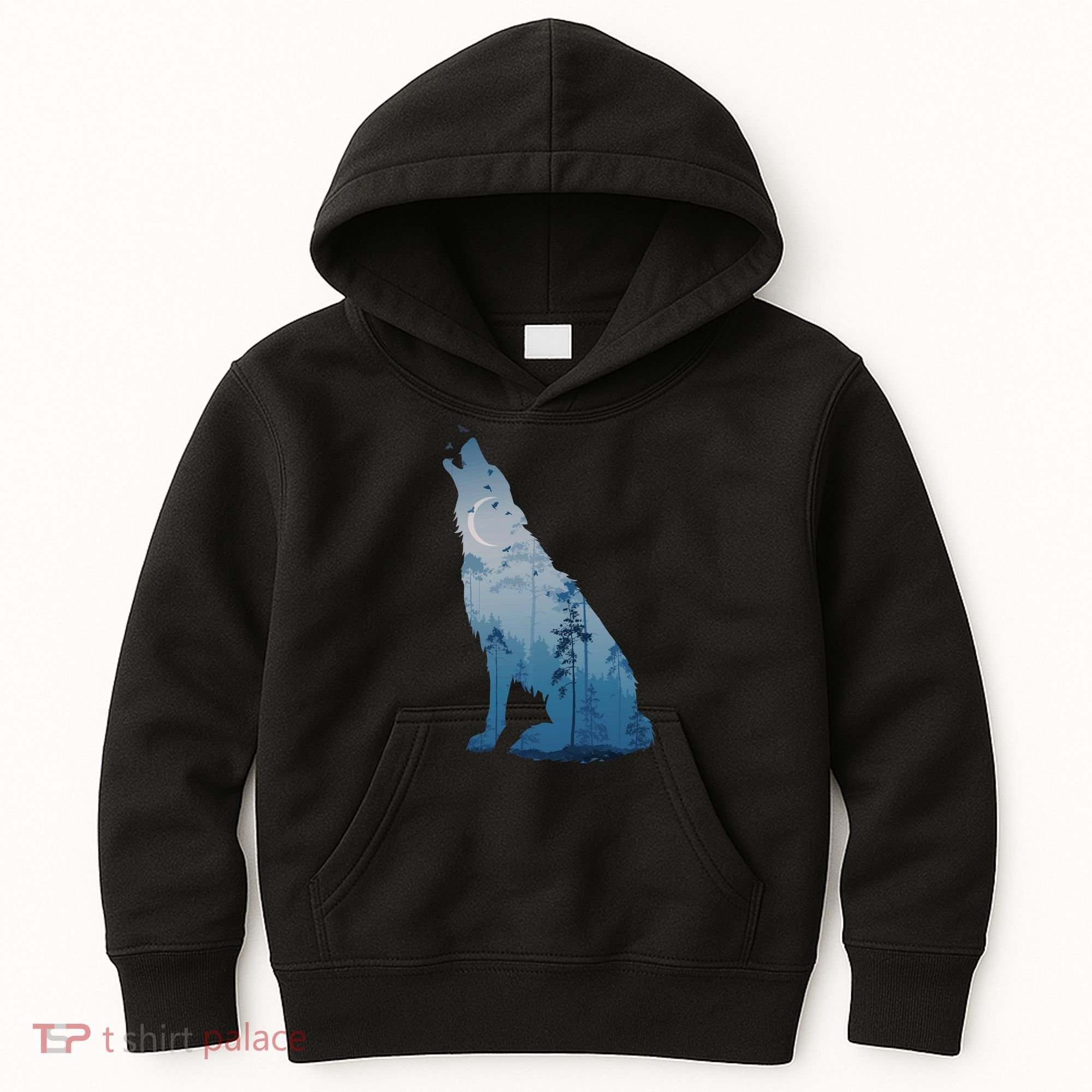 Silhouette Of The Howling Wolf Kids Hoodie