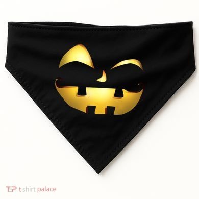 Silly Cool Jack O Lantern Face USA-Made Doggie Bandana
