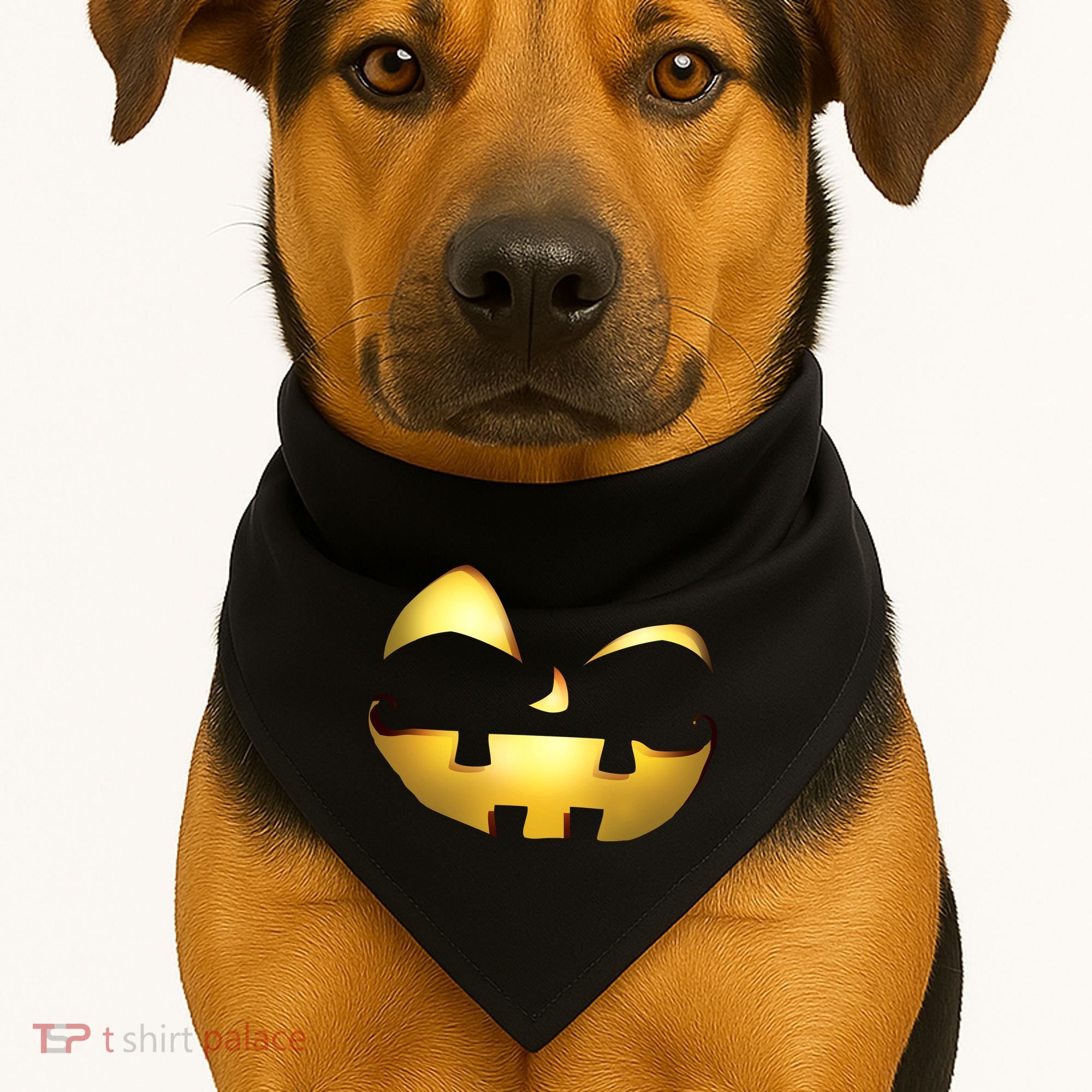 Silly Cool Jack O Lantern Face USA-Made Doggie Bandana