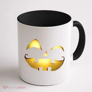 Silly Cool Jack O Lantern Face Coffee Mug back