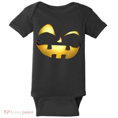 Silly Cool Jack O Lantern Face Baby Bodysuit