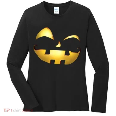 Silly Cool Jack O Lantern Face Women's Long Sleeve Shirt