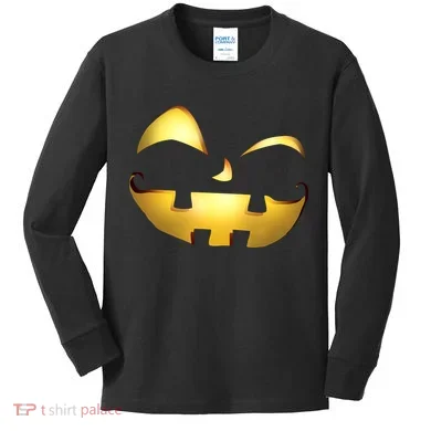 Silly Cool Jack O Lantern Face Kids Long Sleeve Shirt