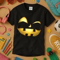 Silly Cool Jack O Lantern Face Kids T-Shirt thumb 3