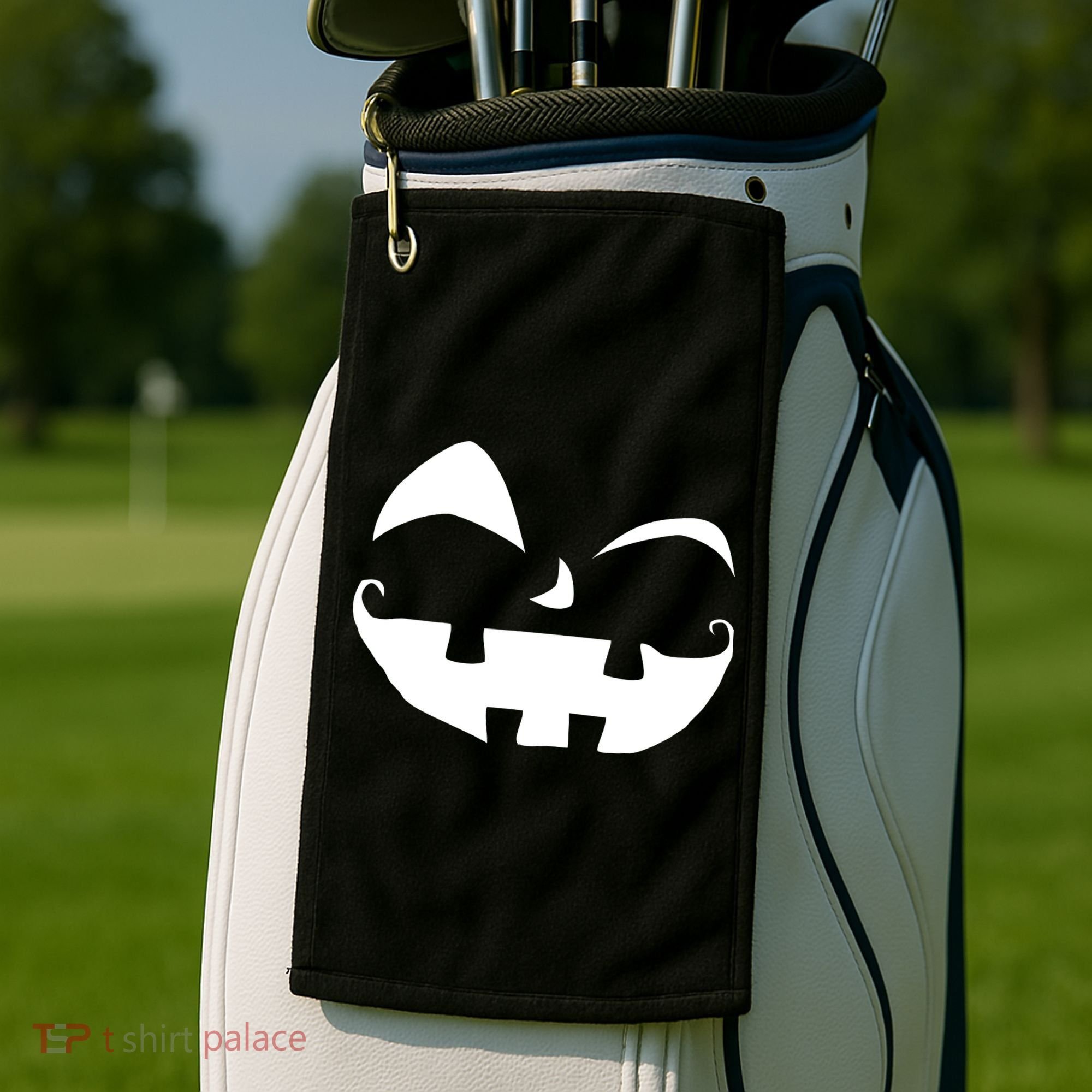 Silly Jack O' Lantern Face Golf Towel