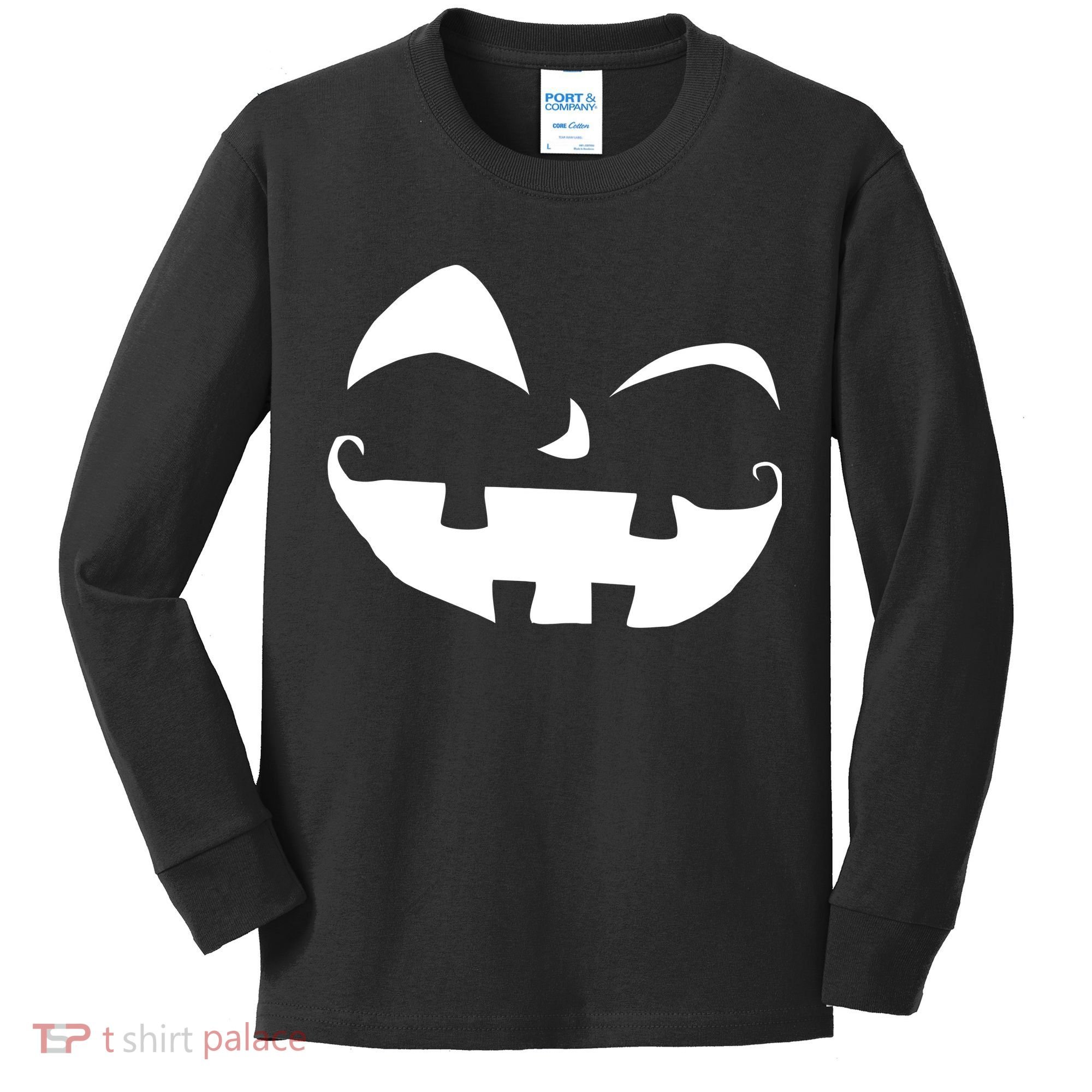Silly Jack O' Lantern Face Kids Long Sleeve Shirt