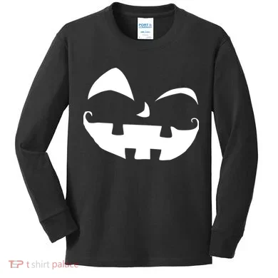 Silly Jack O' Lantern Face Kids Long Sleeve Shirt