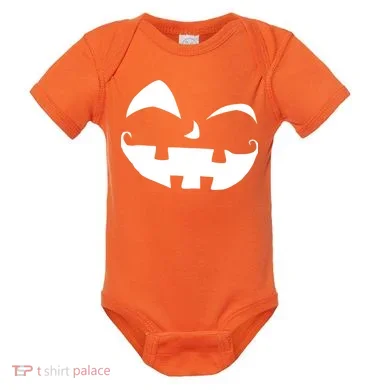 Silly Jack O' Lantern Face Baby Bodysuit