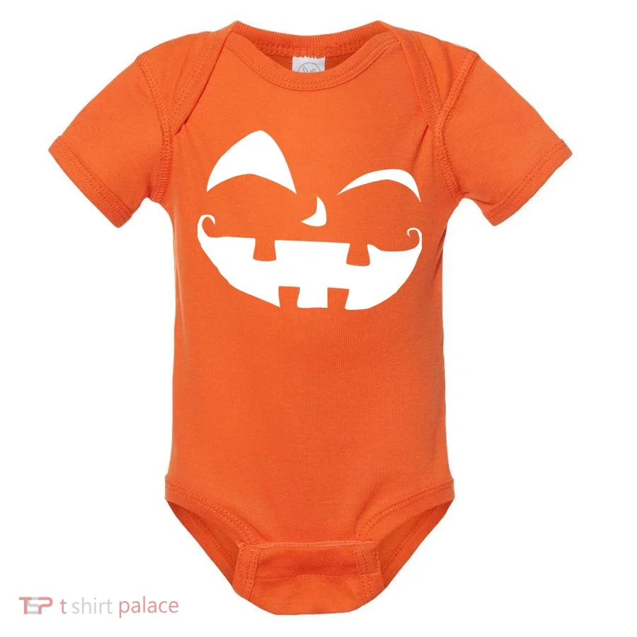 Silly Jack O' Lantern Face Baby Bodysuit