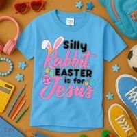 Silly Rabbit Easter Is For Jesus Kids T-Shirt thumb 3