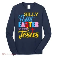 Silly Rabbit Easter is For Jesus Colorful Cross Long Sleeve Shirt thumb 0