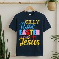Silly Rabbit Easter is For Jesus Colorful Cross T-Shirt thumb 2