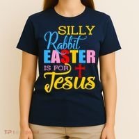 Silly Rabbit Easter is For Jesus Colorful Cross T-Shirt thumb 4