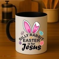 Silly Rabbit Easter is For Jesus Easter Eggs Bunny Ears Coffee Mug thumb 4