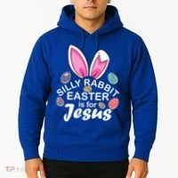 Silly Rabbit Easter is For Jesus Easter Eggs Bunny Ears Hoodie thumb 2