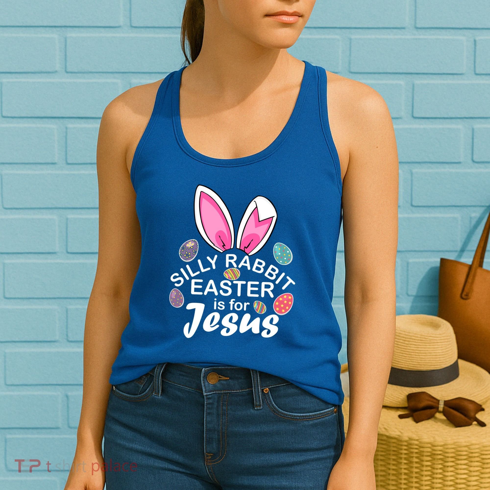 Silly Rabbit Easter is For Jesus Easter Eggs Bunny Ears Women's Tank Top